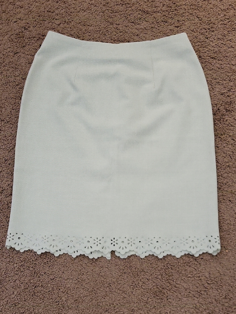 Cream Eyelet Hem Pencil Skirt